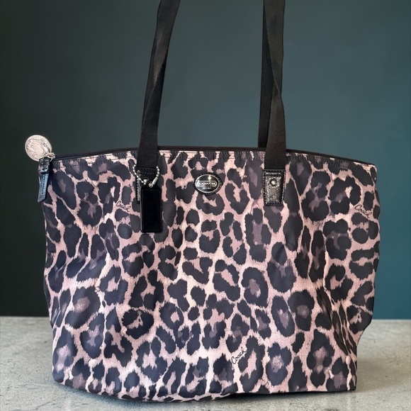 Coach Handbags - Coach Getaway Leopard Print Nylon Weekender Tote with Pouch NWT! 2 Piece Set!